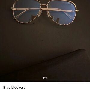 Quay Australia Gold Frame Blue Lens Glasses blue blocker